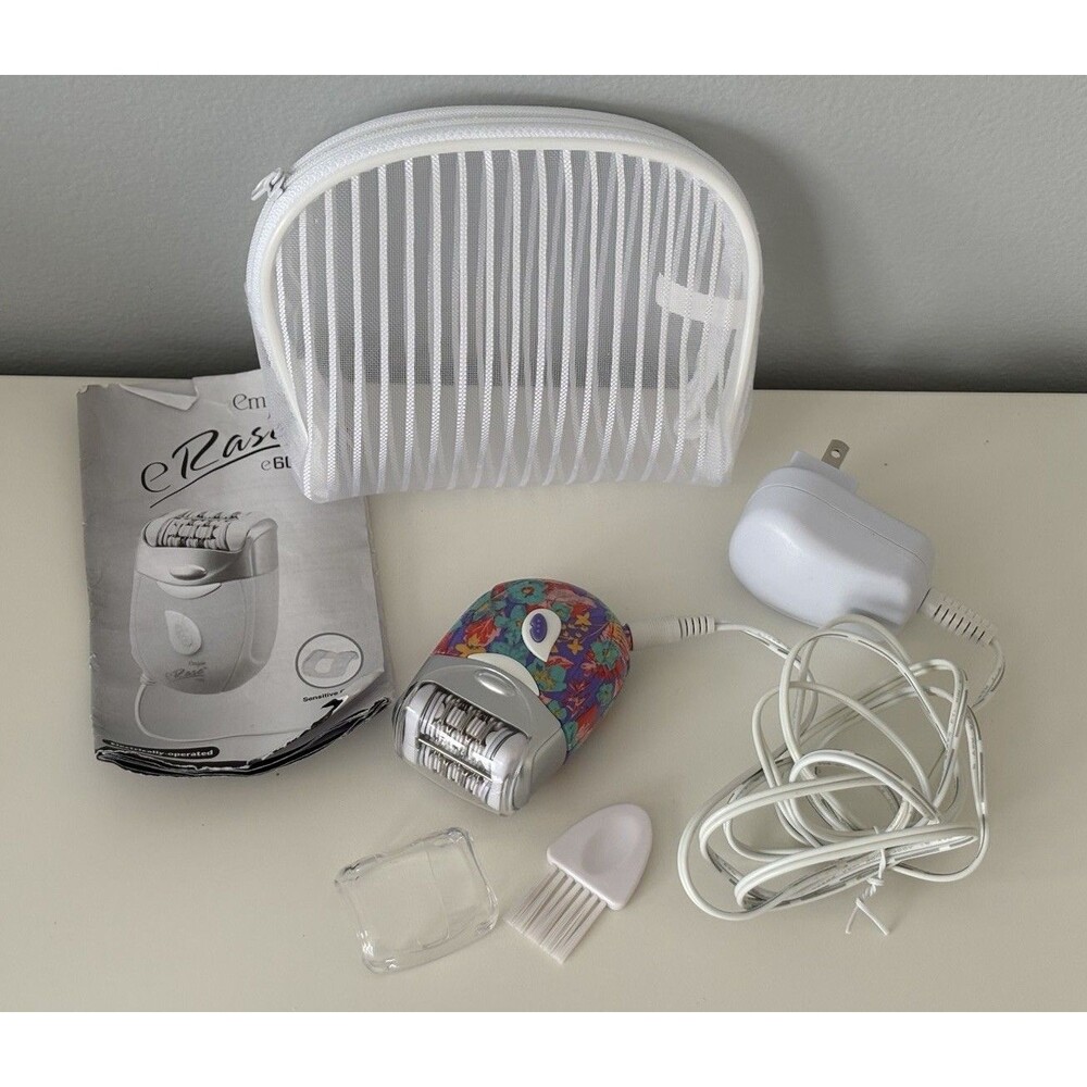 Emjoi eRase e60 Epilator Hair Remover 60 Tweezer Action Discs Dual Heads Floral